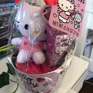 hello kitty valentines and a roll of toilet paper